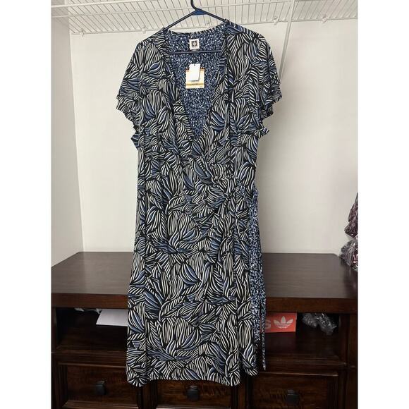Anne Klein Dresses & Skirts - Anne Klein Faux-Wrap Flutter Sleeve Floral Print Dress Multi-Color 3X